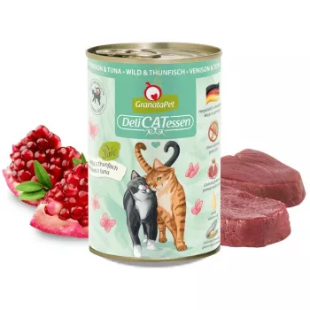 Nassfutter für Katzen Fox4Pets Granatapet DeliCATessen Wild & Thunfisch 400 g, Alleinfuttermittel für ausgewachsene Katzen, 78 % Feuchtigkeit