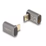 DeLOCK USB-Adapter 40 Gbit/s USB Type-C PD 3.0 100 W Stecker zu Buchse abgewinkelt 8K 60 Hz Metall