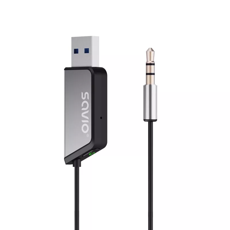 Savio TR-16 Transmitter AUX-Adapter mit Freisprechfunktion, Bluetooth 5.3, Google Assistant/Siri
