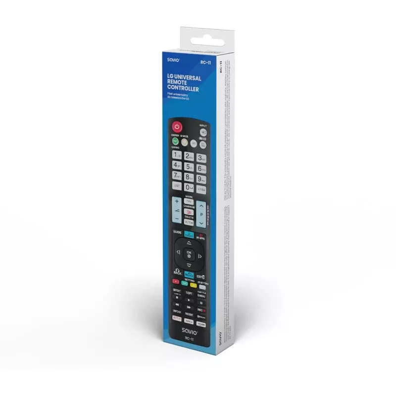 SAVIO RC-11 Infrarot-Fernbedienung für LG TV, schwarz, Reichweite 10 m, unterstützt 1 Gerät