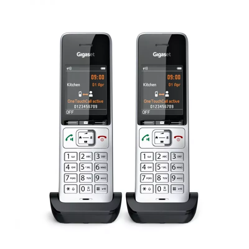 Gigaset COMFORT 500HX duo Analog/DECT Telefon Anruferkennung Schwarz, Silber