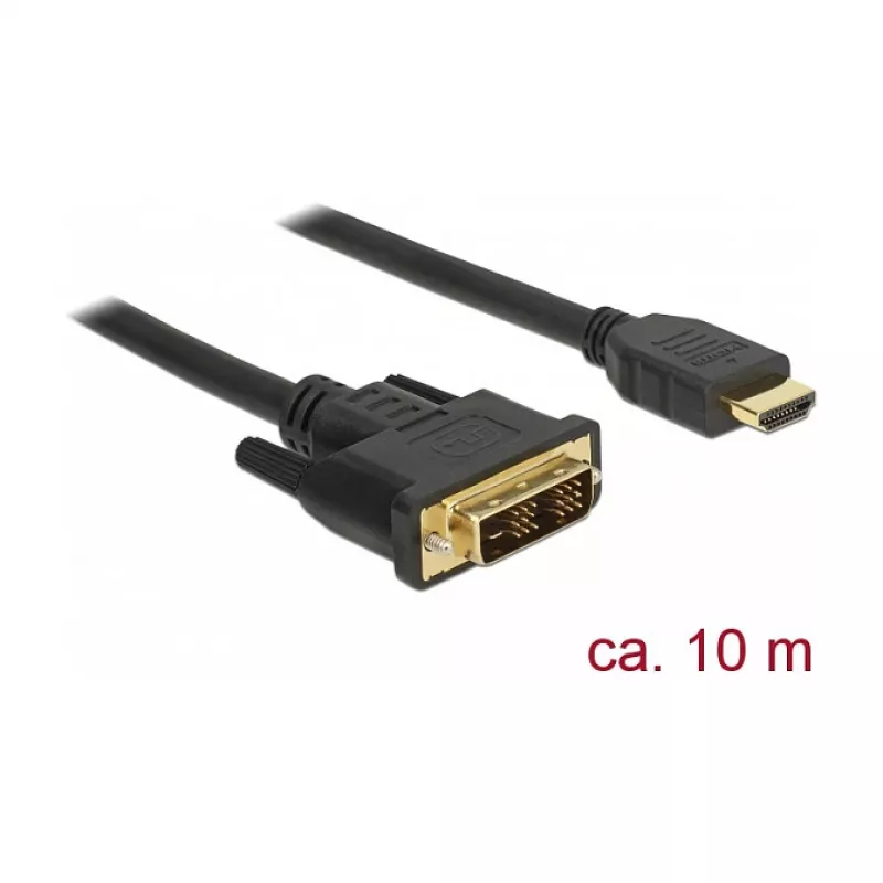 Videokabel-Adapter DeLOCK 85587 10 m HDMI Typ A DVI-D Schwarz