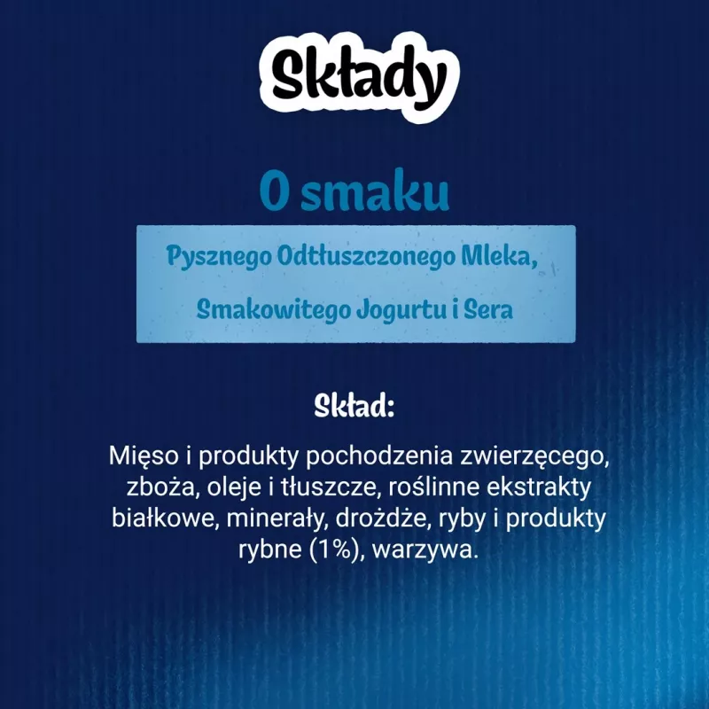 Katzenleckerli Felix Party Mix Dairy Delight 60 g — knusprige Snacks mit Milchgeschmack für ausgewachsene Katzen, Protein 35%, Fett 19,5%