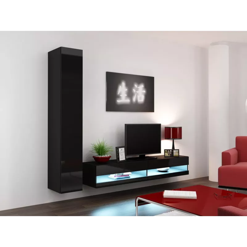 Cama TV-Ständer VIGO neu 30/180/40 schwarz/schwarz glänzend