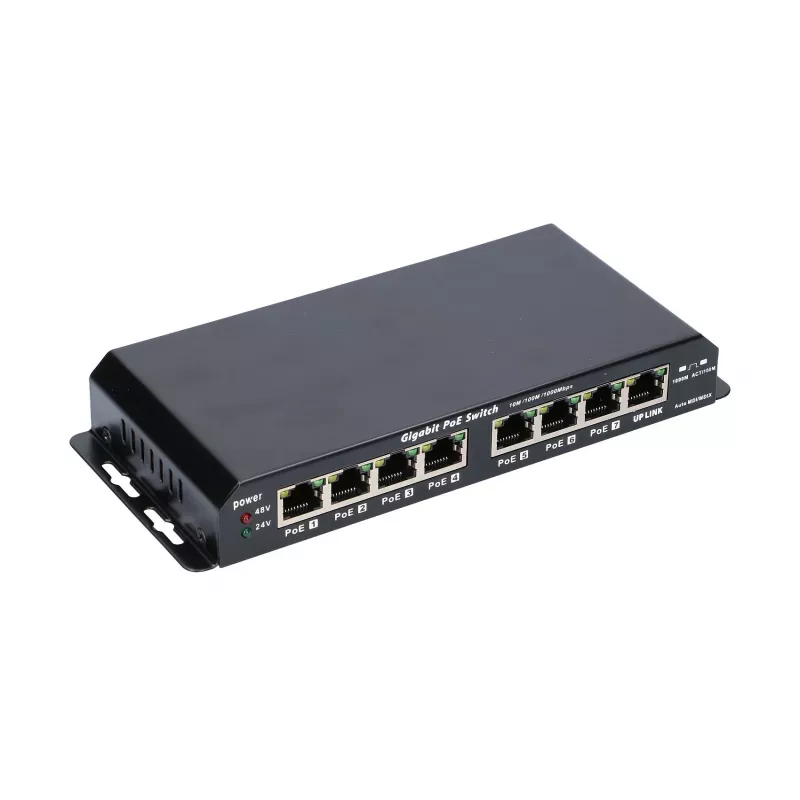 Extralink PoE-Switch KRATOS 7x Gigabit PoE, 1x Uplink RJ45, Netzteil 24V 2,5A, 60W
