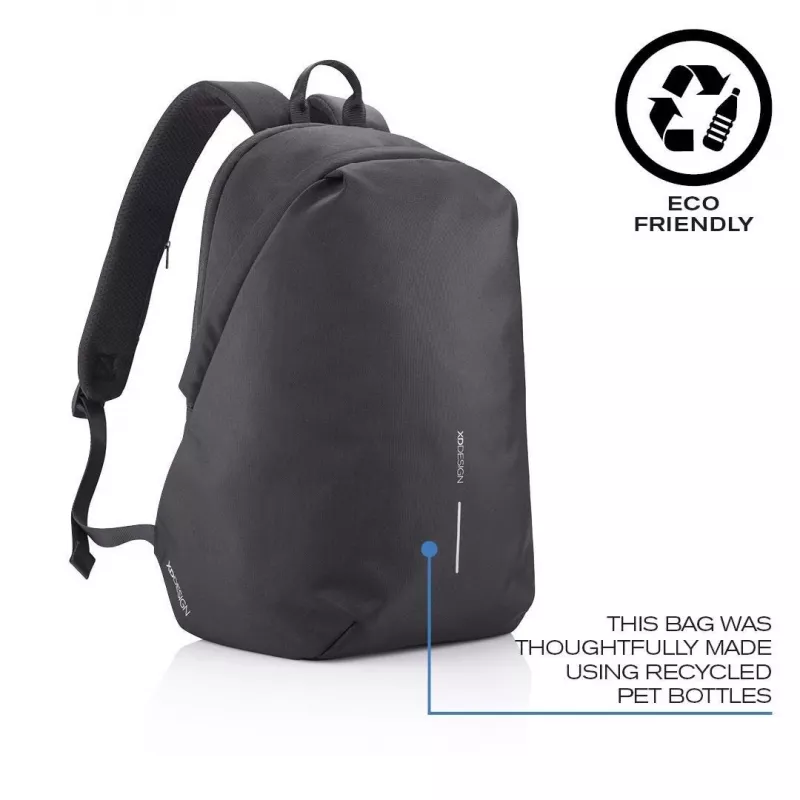 Freizeitrucksack XDDESIGN Bobby Soft mit 15,6-Zoll-Notebookfach, 16 l, PET, schwarz