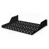 Digitus | 2U Einlegeboden für Racks | DN-19 TRAY-2-SW | Schwarz | Perfekt zur Aufbewahrung von Komponenten, die nicht für 483 mm (19 inch) geeignet sind. Schlankes Design, das Platz von 2 Höheneinheiten einnimmt. Einfach und schnell zu montieren oder zu demon
