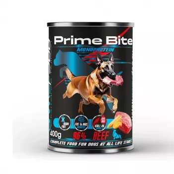 PRIME BITE Monoprotein Rind mit Karotten - Nassfutter für Hunde - 400g