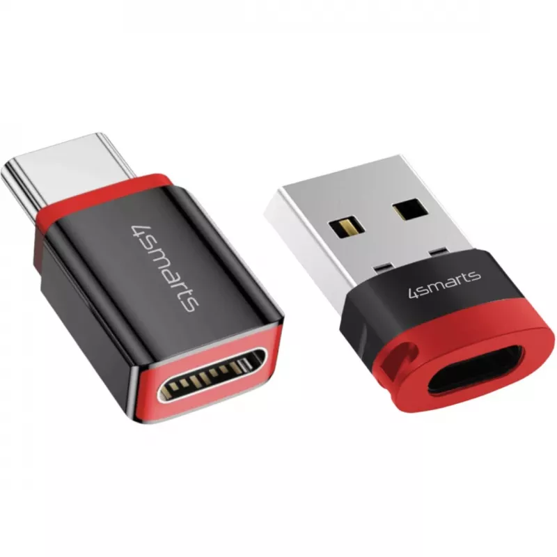 Schnittstellenadapter 4smarts 541615 – USB Typ-A (Host) auf USB Typ-C (Ausgang), schwarz, gerade Stecker-auf-Buchse, 2er-Pack