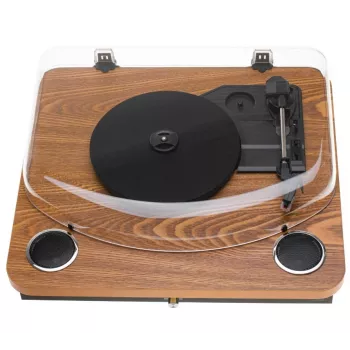 Analoger riemengetriebener Plattenspieler Adler AD 1914 mit USB-Anschluss, Keramikteller, Gleichstrommotor, 33 1/3 U/min, Bluetooth 5.4, Cinch-Ausgängen, eingebauten Lautsprechern
