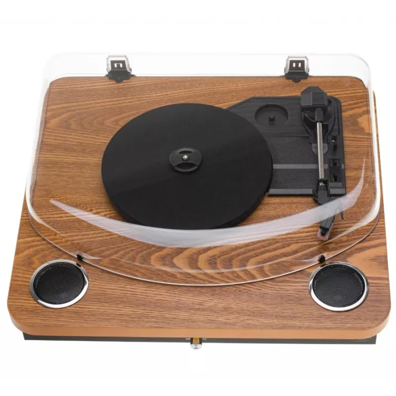 Analoger riemengetriebener Plattenspieler Adler AD 1914 mit USB-Anschluss, Keramikteller, Gleichstrommotor, 33 1/3 U/min, Bluetooth 5.4, Cinch-Ausgängen, eingebauten Lautsprechern