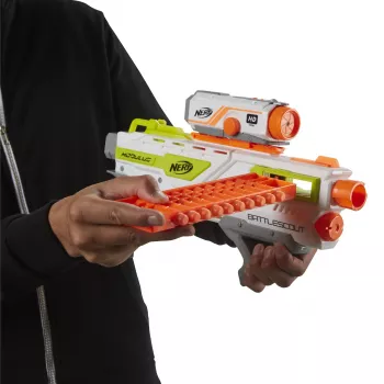 Spielzeugblaster HASBRO Nerf BattleScout ICS-10 FFP B1756F030 – Schaumstoffpfeil-Blaster, Einzelschuss, taktische Schiene