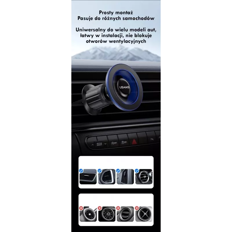Magnetische Auto-Handyhalterung usams ZJ081 — magnetische Halterung für Smartphones, kompaktes Design, einfache Installation