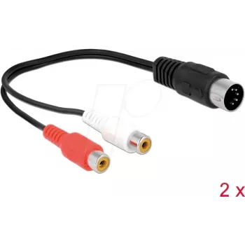 Audiokabel DeLOCK 85835 0,2 m DIN (5-polig) 2 x RCA Schwarz