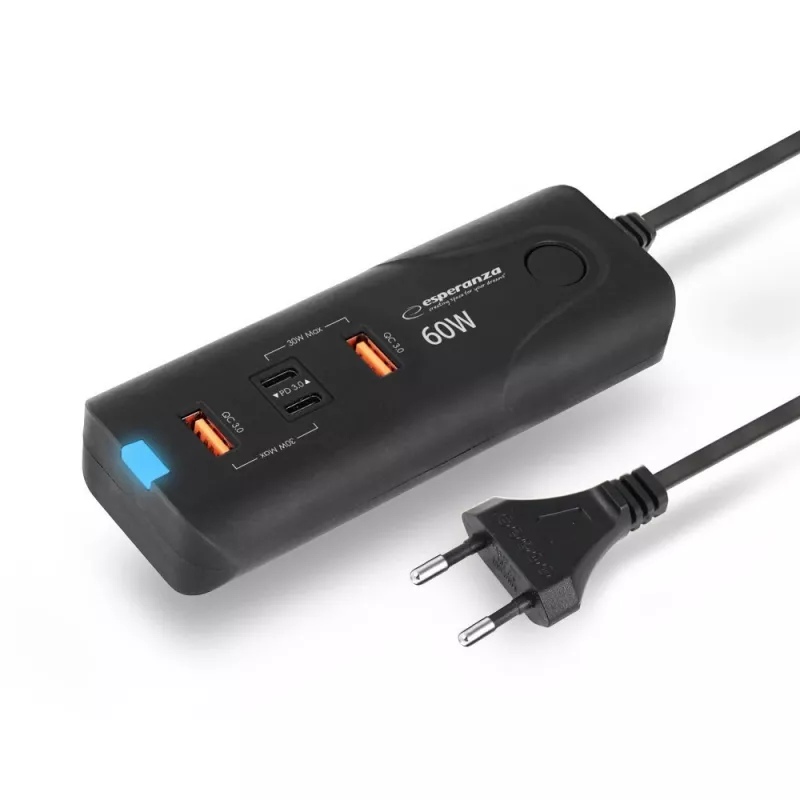 Esperanza EZC109 Ladegerät für Mobilgeräte Universal Schwarz AC Schnellladen Innenbereich