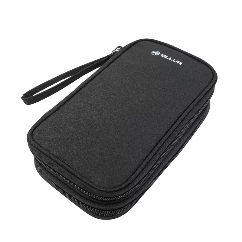 Kabel-Organizer-Tasche Tellur TLL193011 — kompakte Reisetasche für Ladegeräte, Kabel, Adapter, schwarz