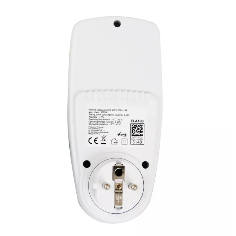 Stromverbrauchszähler ESPERANZA ELA103 mit LCD-Anzeige — 16 A, 3680 W, 230 V, 50–60 Hz