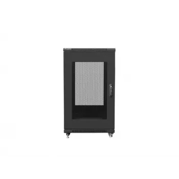 Freistehender Rack-Schrank LANBERG FF01-6822-23B 22U, 19-Zoll-Schienen, 1159×600×800 mm, IP20, Rollen, Schlüsselschloss, schwarz