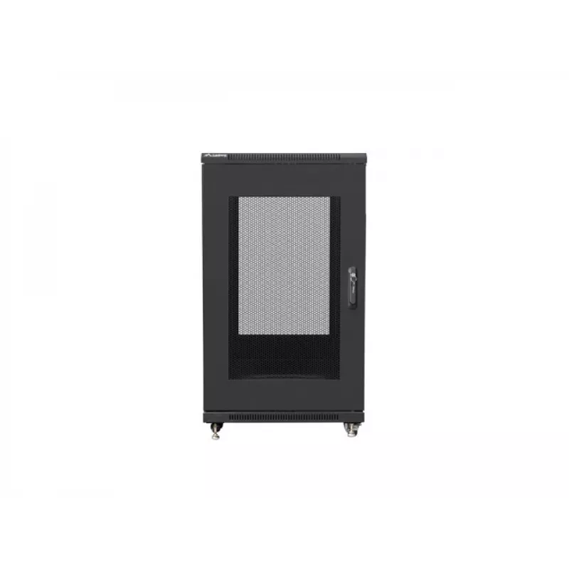 Freistehender Rack-Schrank LANBERG FF01-6822-23B 22U, 19-Zoll-Schienen, 1159×600×800 mm, IP20, Rollen, Schlüsselschloss, schwarz