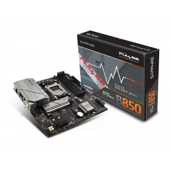 Motherboard Sapphire PULSE B850M WIFI — AMD B850 micro ATX, Sockel AM5, DDR5 bis 7600 MHz, 4 DIMM, 192 GB, Wi‑Fi 6, 2.5GbE