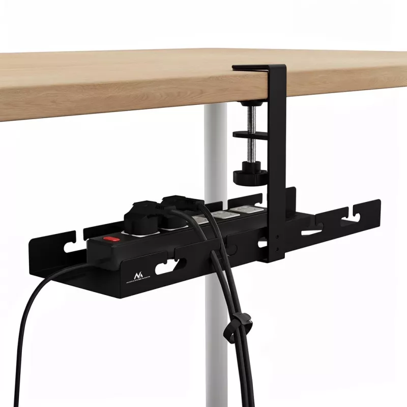 Untertisch-Kabelorganizer MACLEAN MC-105 B, Stahl, verstellbar, passend für Tischstärken von 0,5–50 mm, max. Belastung 5 kg, schwarz