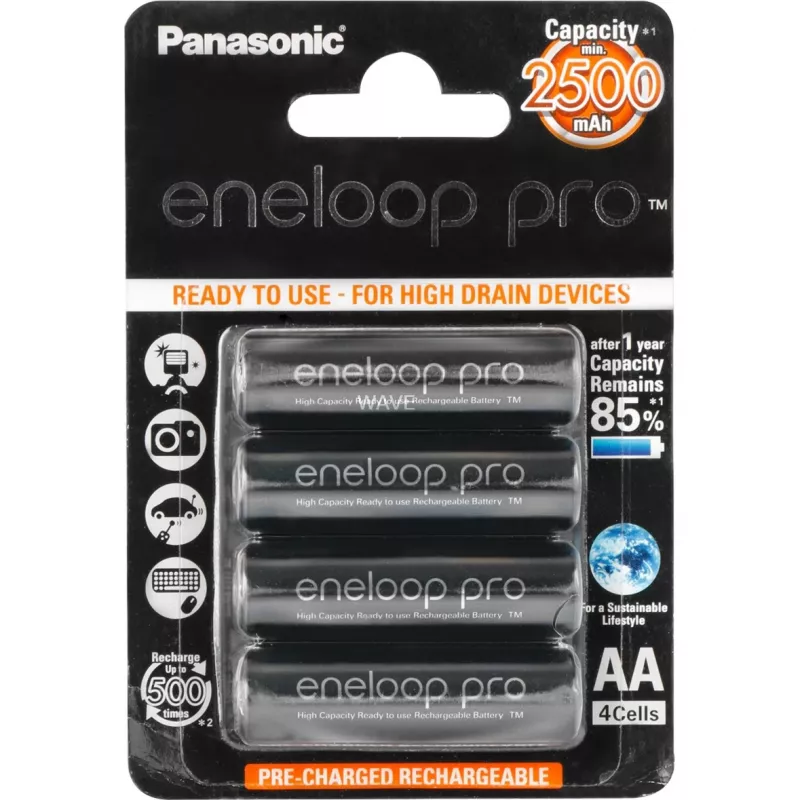 Wiederaufladbare AA-Batterie Panasonic BK-3HCCE/4BE NiMH 1,2 V 4 Stück