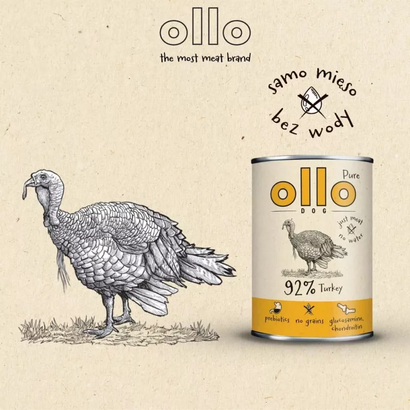 OLLO Pure Truthahn - Nassfutter für Hunde - 850g