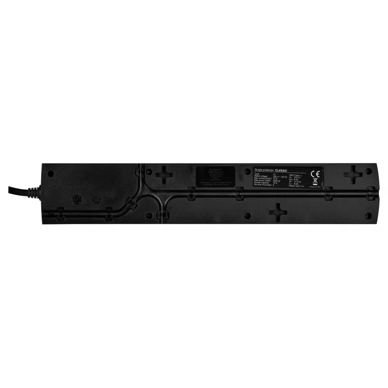 Power strip EVER CLASSIC 5-Steckdosen 3 m Kabel 250 V 10 A mit Überspannungsschutz (175 J) Schwarz