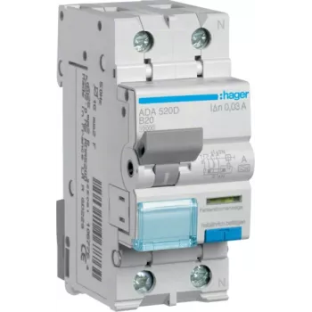 Hager RCBO-Schalter 1P+N 10kA B-20A 30mA ADA520D (ADA520D)