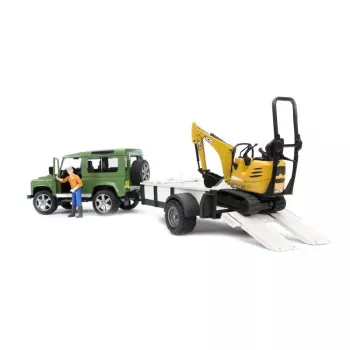 BRUDER Land Rover Defender mit Anhänger CAT und Mann Spielzeugfahrzeug