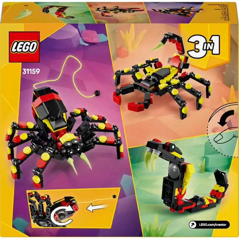 LEGO Creator 3-in-1 baubares Spinnenmodell 31159 — 153 Teile, Alter 7+, 110×150×50 mm