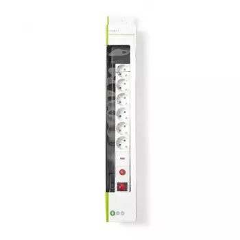 Nedis EXS630SPF1PRO Stromverlängerung 3 m 6 AC-Steckdosen Innenbereich Schwarz, Weiß