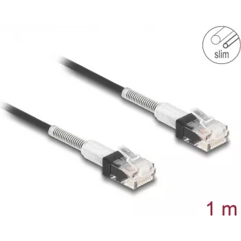 Netzwerkkabel DeLOCK RJ45 Cat.6A UTP schlank 1m Schwarz