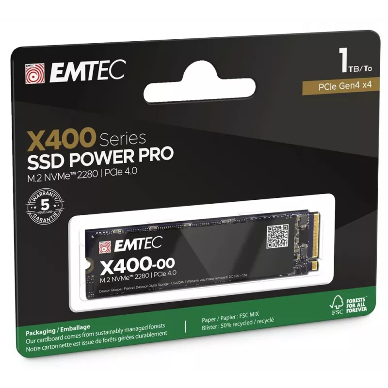 SSD Emtec X400 1TB M.2 PCI Express 4.0 NVMe 3D NAND