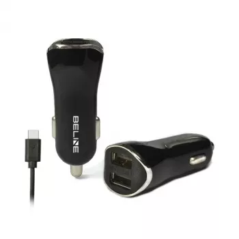 Autoladegerät 2xUSB + USB-C 2,1A schwarz