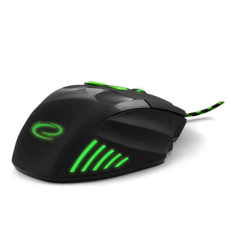 Kabelgebundene Gaming-Maus ESPERANZA EGM201G — rechtshändig, optisch 2400 DPI, 7 Tasten, USB Typ-A, 1,5 m Kabel, schwarz/grün