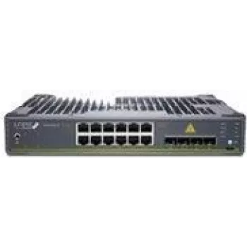Juniper EX4100-F 12-Port lüfterloser 10/100/1000BaseT PoE+, 2x 1G/2,5G/10GBaseT Uplink-Ports, 4x 10G SFP+ Stacking/Uplink-Ports (Optiken separat erhältlich) mit Standard-SW. PoE++-betrieben