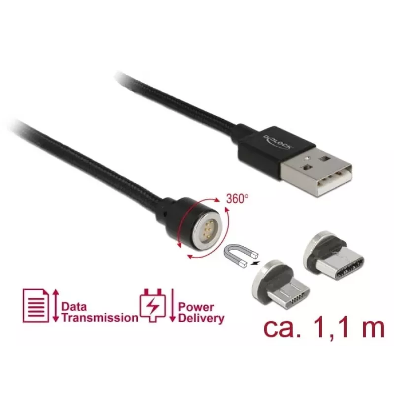 USB-Kabel DeLOCK 85723 USB 2.0 1,1 m USB A USB C/Micro-USB B Schwarz