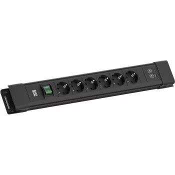 Power Strip Bachmann CONNECTUS BM005922 — 6×CEE7 sockets, 1×USB-A 22W, 2.0 m Kabel