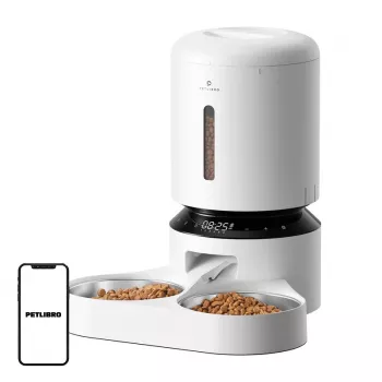 Automatischer Futterspender Aptel Granary mit Doppelnapf 5 L, weiß