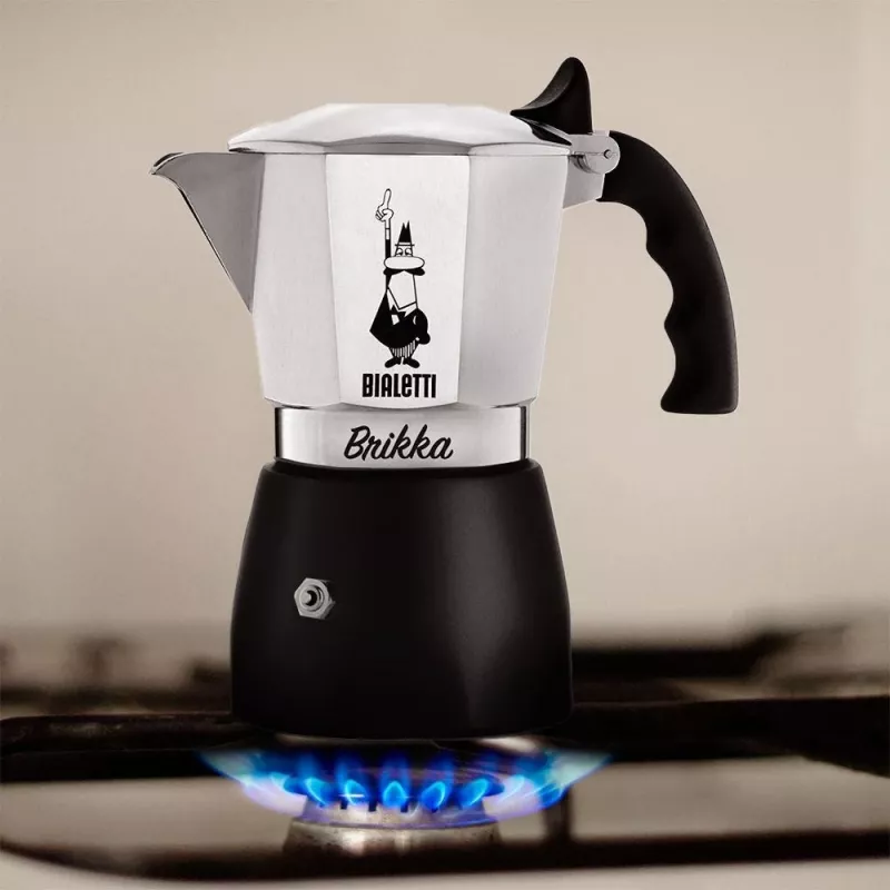 Bialetti Brikka Moka-Kanne 0,1 L Schwarz, Edelstahl