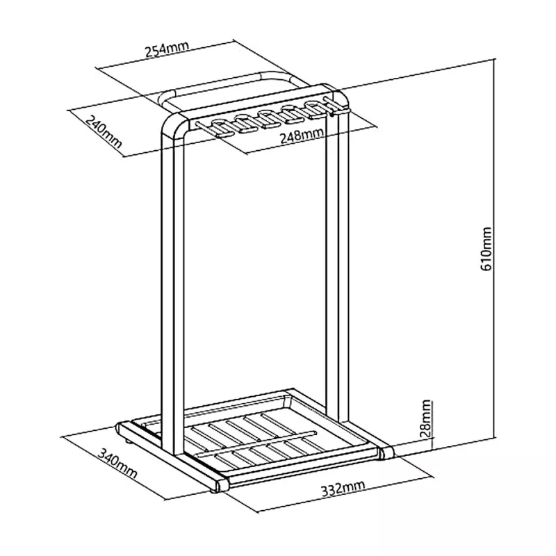 Schirmständer MACLEAN MC-472, kompakter Metallhalter, Maße 332×340×610 mm