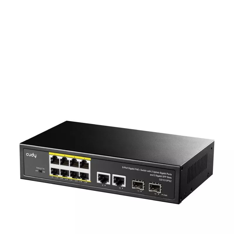 Cudy GS1010PS2 Netzwerk-Switch Unmanaged Gigabit Ethernet (10/100/1000) Power over Ethernet (PoE) Schwarz