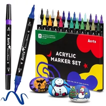 Arrtx Acrylic Marker Pens LC303304 — 24-Farben-Set, feine/mittlere Spitzen