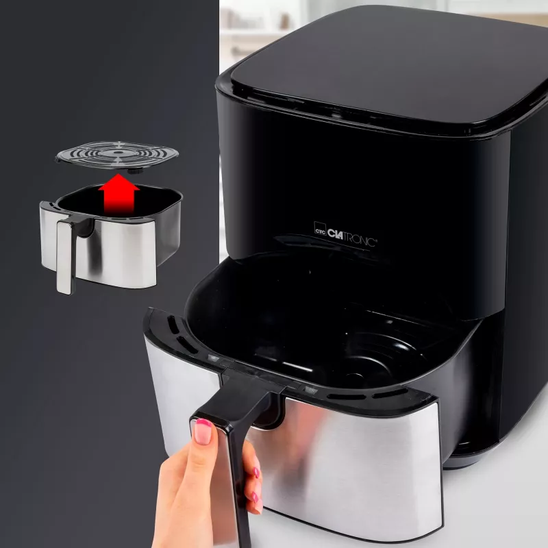 Clatronic FR 3782 H, Heißluftfritteuse, 5 l, 80 °C, 200 °C, Einzelbild, Schwarz, Edelstahl