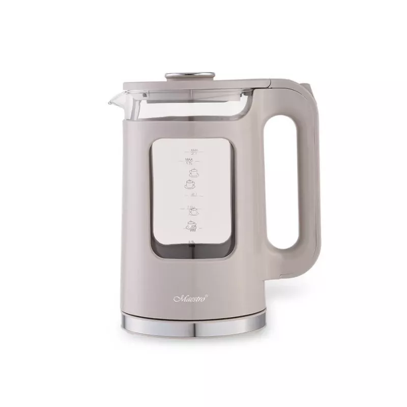 Maestro MR-065-BEIGE Elektrischer Wasserkocher 1,7 L, 2200 W, Glasgehäuse, beige