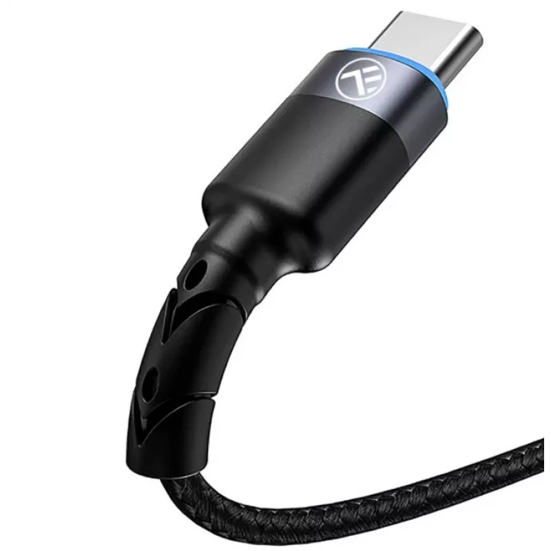 Datenkabel Tellur USB auf Type-C LED Nylongeflecht 1,2 m Schwarz