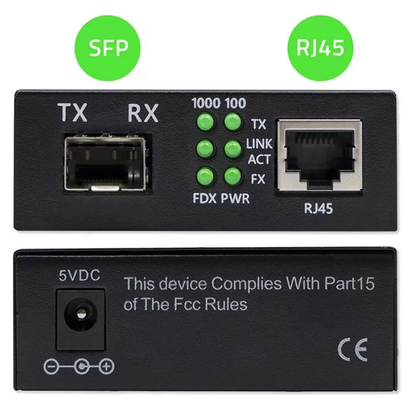 Media Converter SWITCH Ethernet 1x RJ45 1x SFP