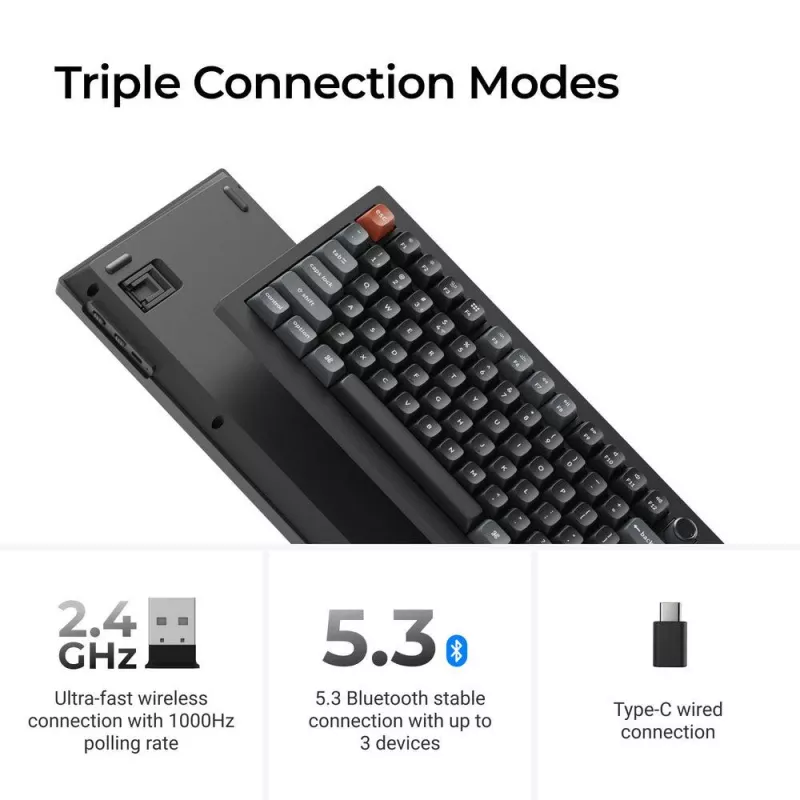 Mechanische Full-Size-Tastatur Keychron V6 Ultra 8K — QWERTY, Bluetooth, RGB, Schwarz