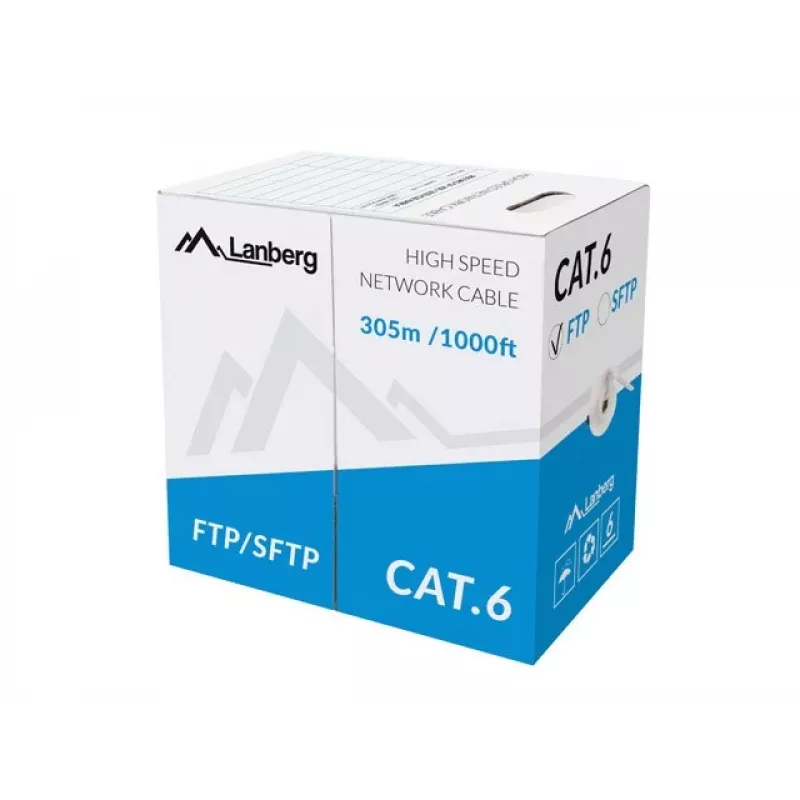 LANBERG Netzwerkkabel Cat6 U/UTP LCU6-11CU-0305-S, 305 m, 23 AWG, grau, HDPE-Mantel